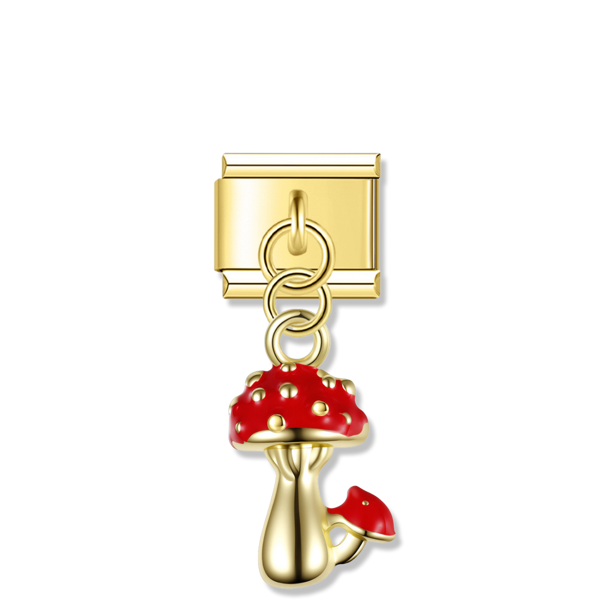Red Mushroom - Gold Pendant Charm
