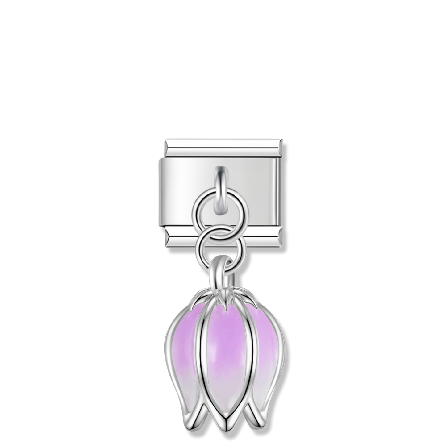 Purple Tulip Bud - Silver Pendant Charm