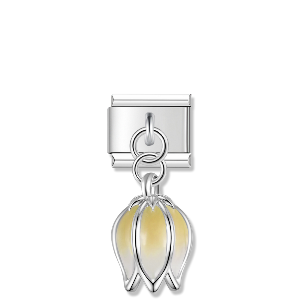 Yellow Tulip Bud - Silver Pendant Charm