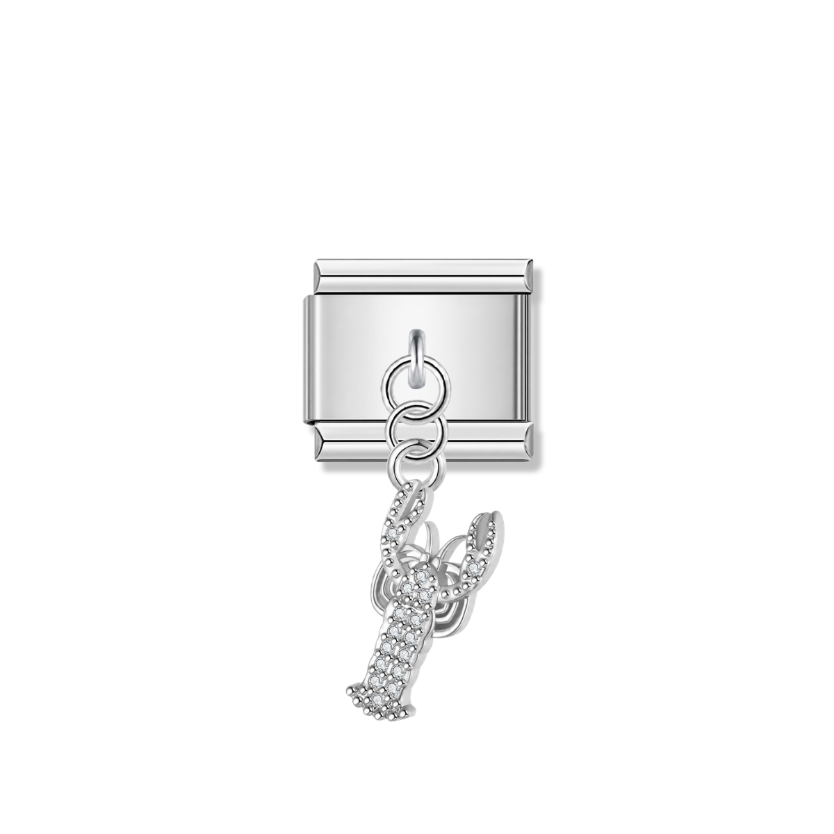 Crab with CZ – Silver Italian Pendant Charm