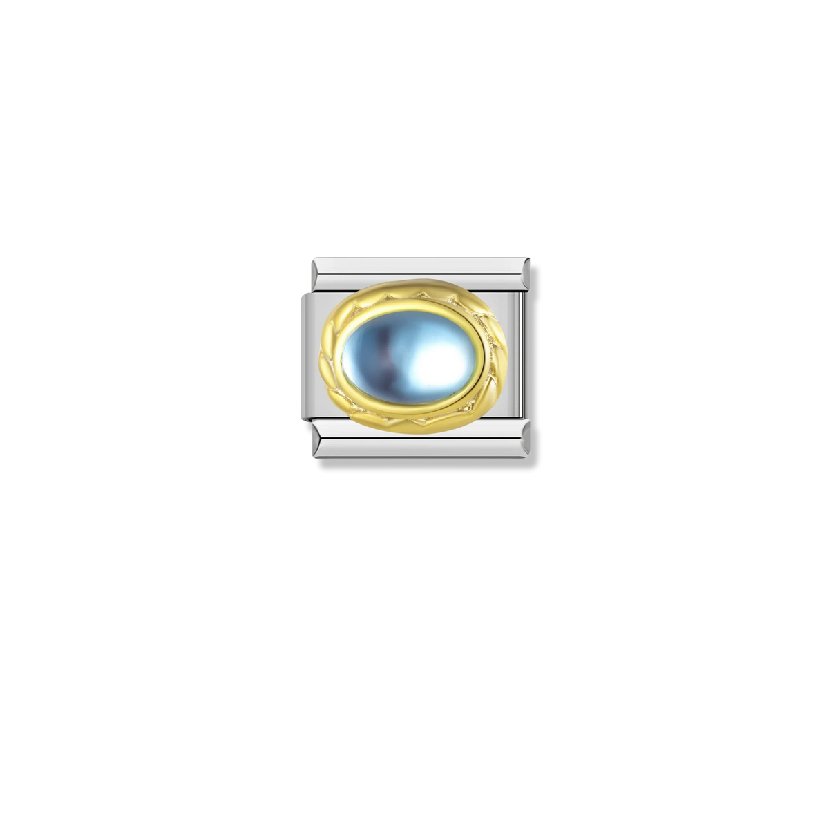 Blue Moonstone Cabochon - Gold Charm