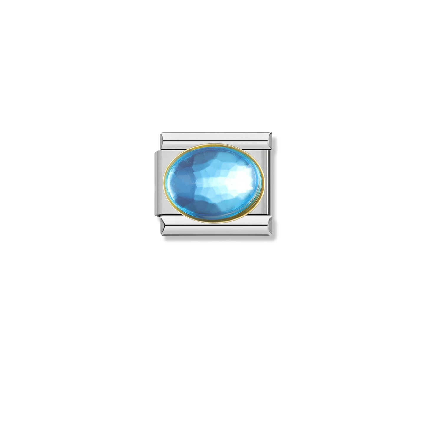 Aqua Blue Crystal - Gold Charm