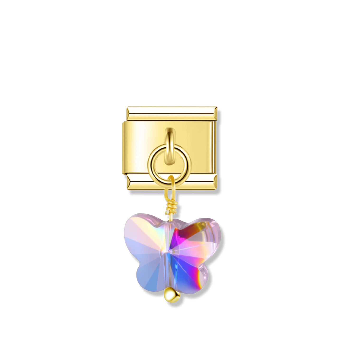 Aurora Butterfly Crystal - Gold Pendant Charm
