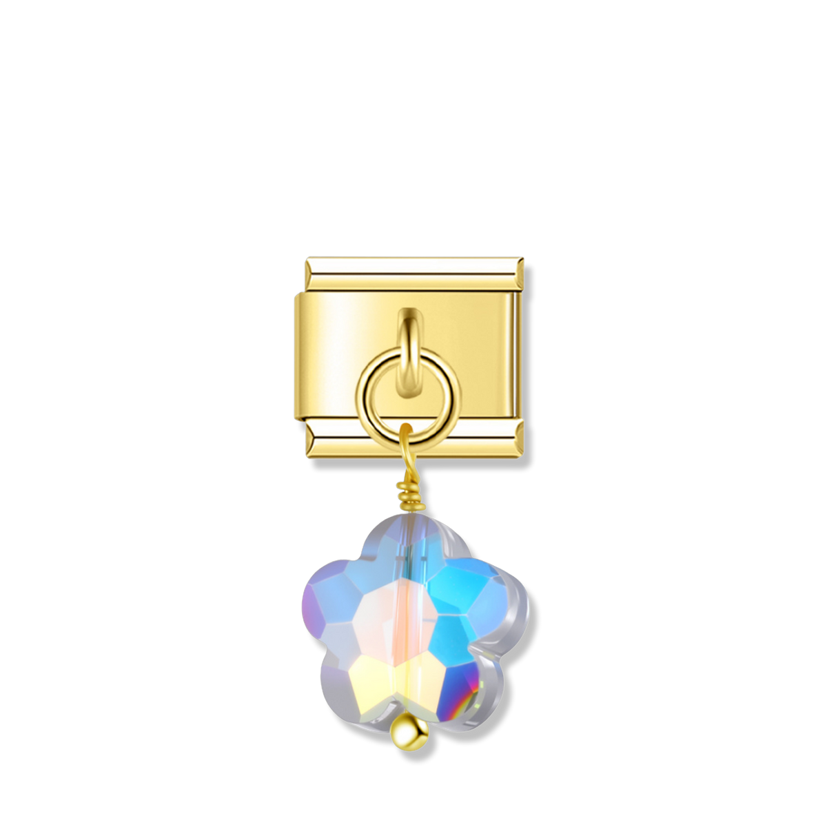 Aurora Flower Crystal - Gold Pendant Charm