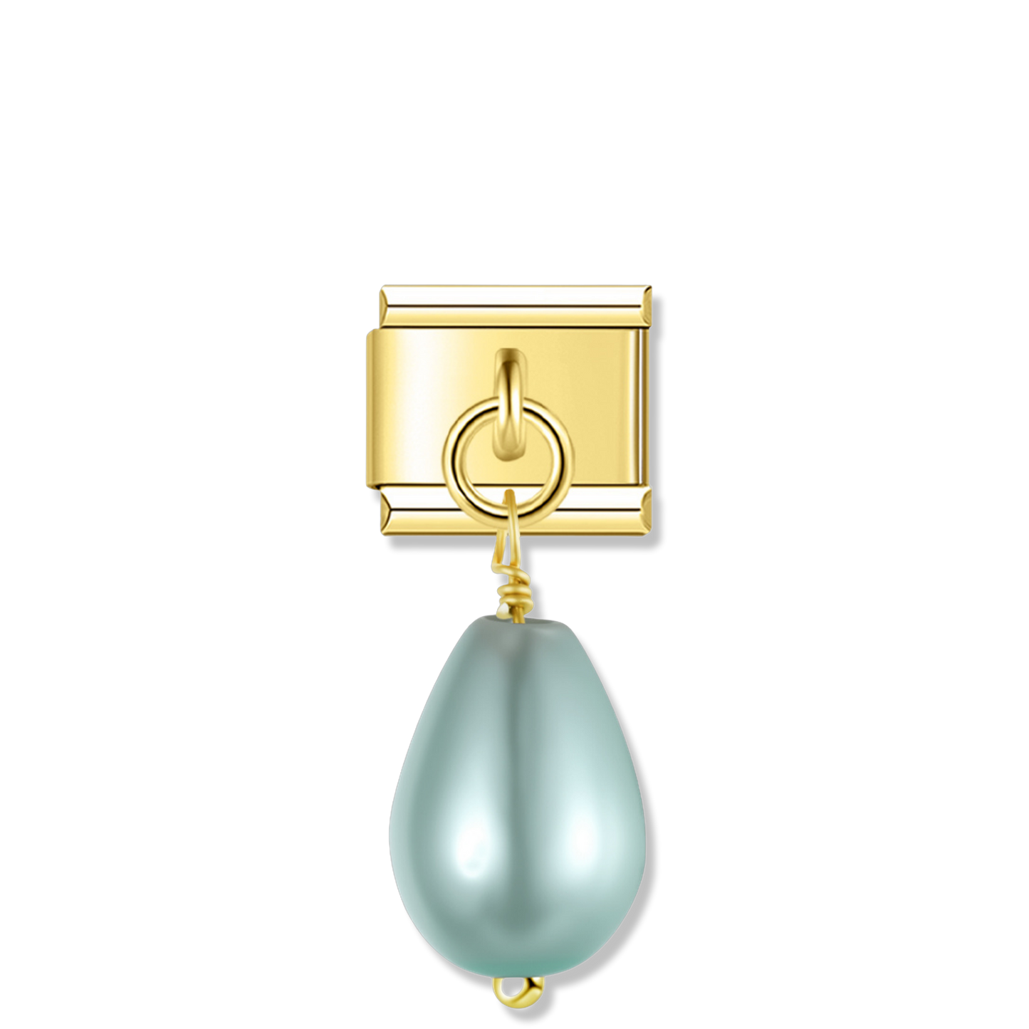 Mint Baroque Pearl - Gold Pendant Charm