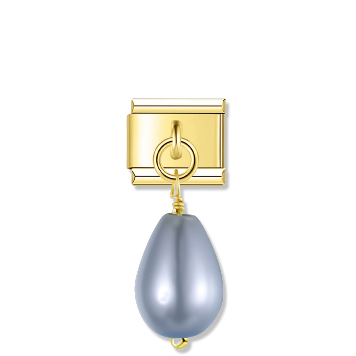 Grey Baroque Pearl - Gold Pendant Charm