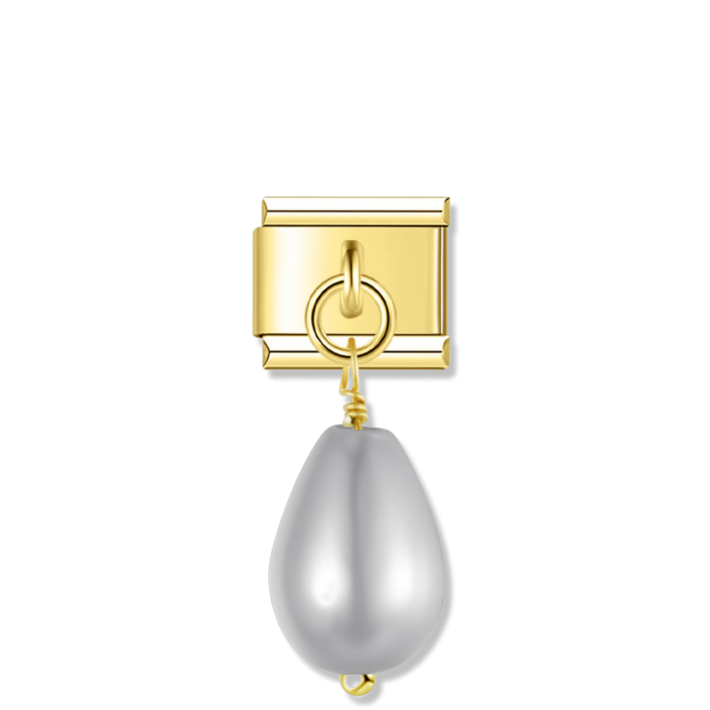 White Baroque Pearl - Gold Pendant Charm