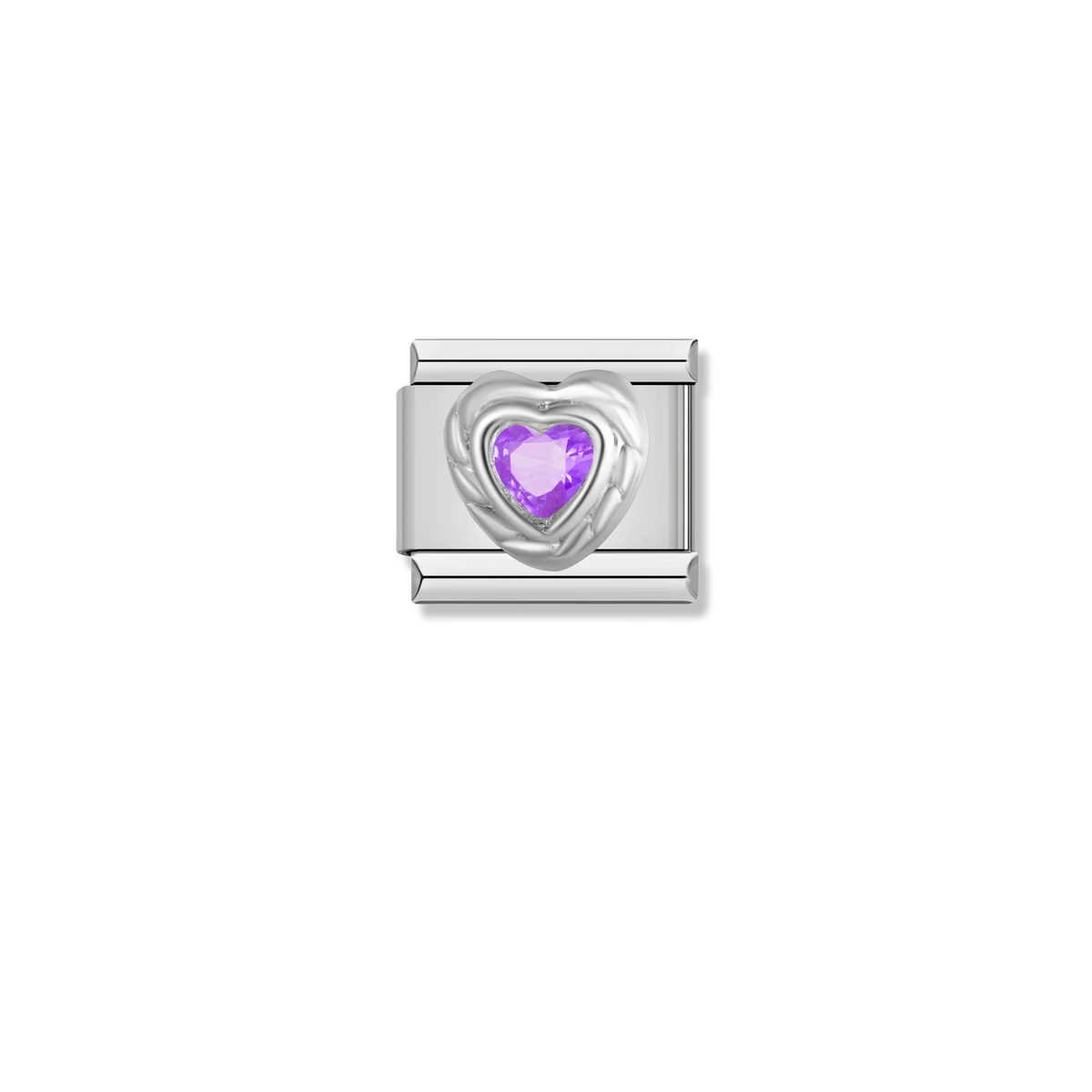 Amethyst Rope Heart - Silver Charm