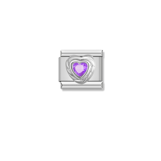 Amethyst Rope Heart - Silver Charm