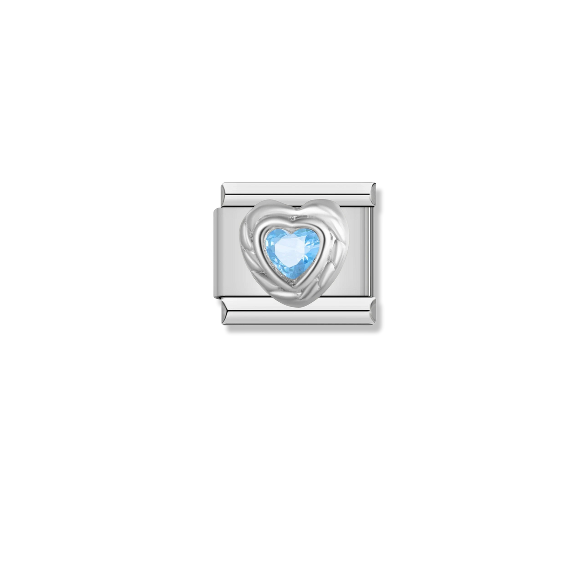 Aqua Rope Heart - Silver Charm