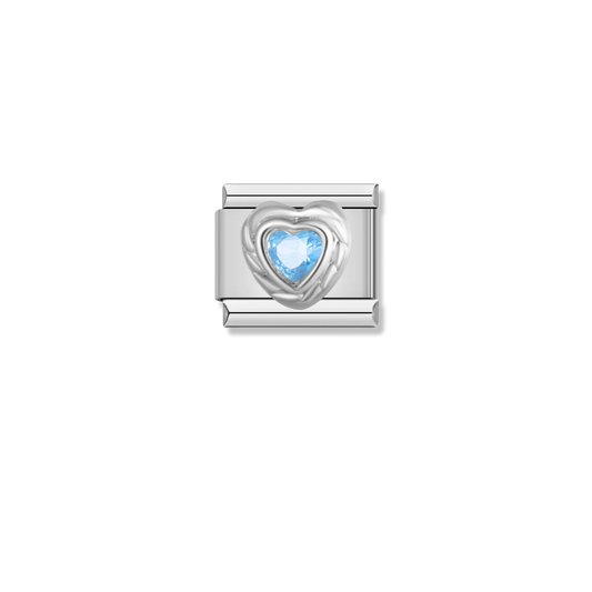Aqua Rope Heart - Silver Charm