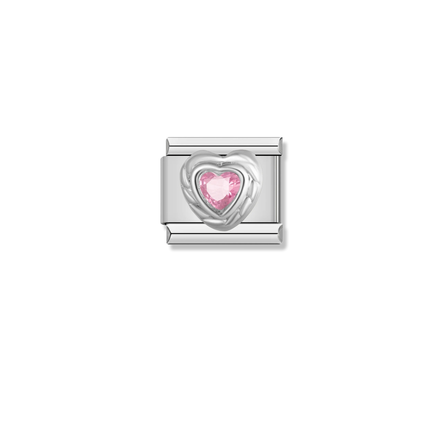 Pink Rope Heart - Silver Charm