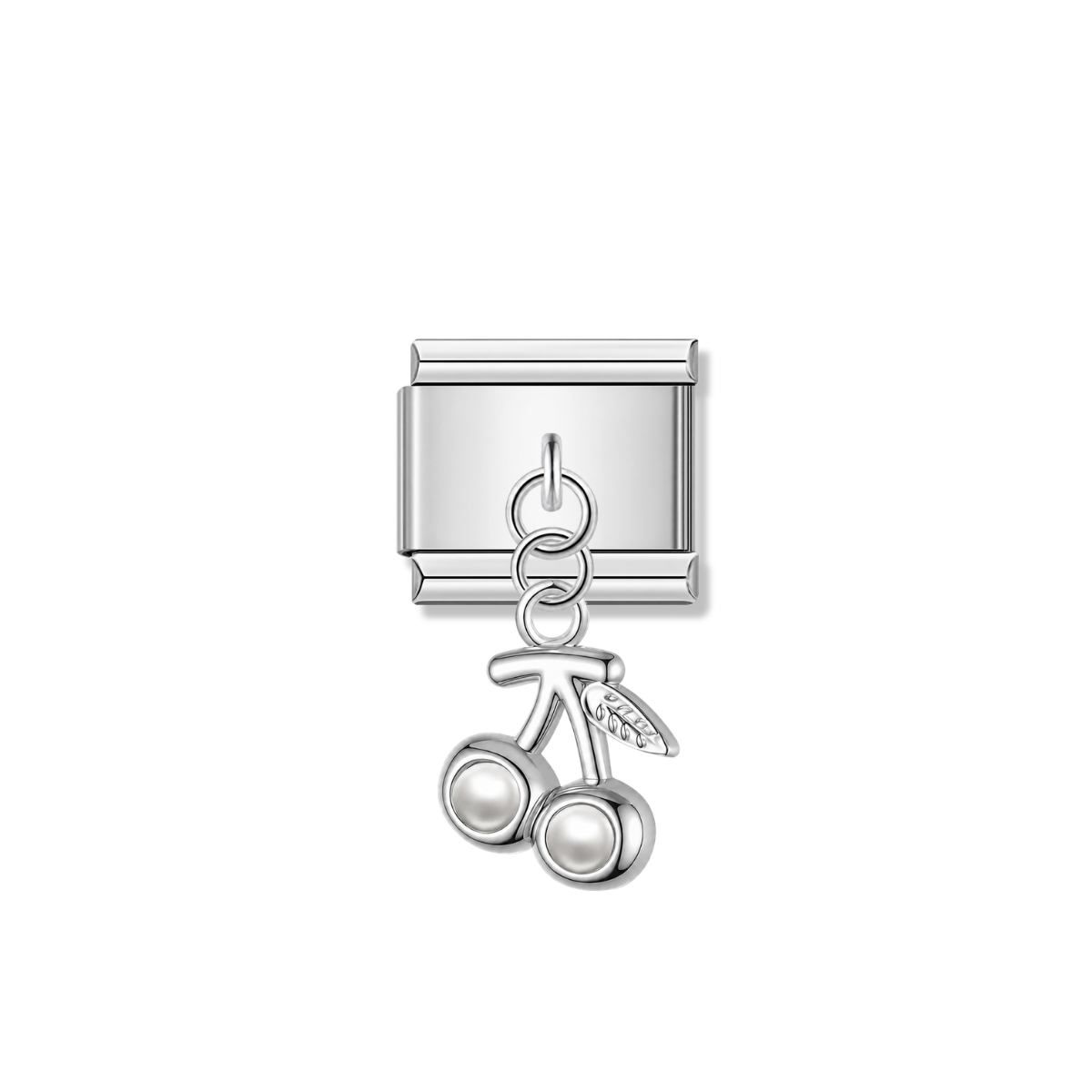 Cherry with Pearl – Silver Italian Pendant Charm – Italian charm by Italycharm