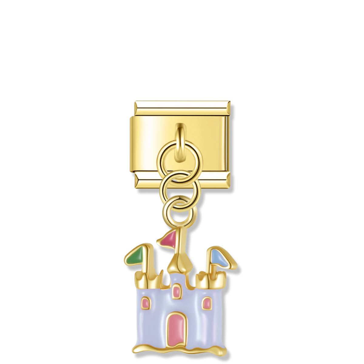 Lavender Fairytale Castle - Gold Pendant Charm