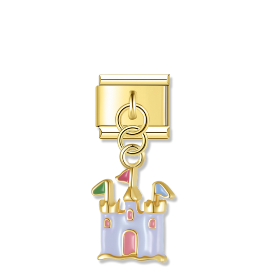 Lavender Fairytale Castle - Gold Pendant Charm