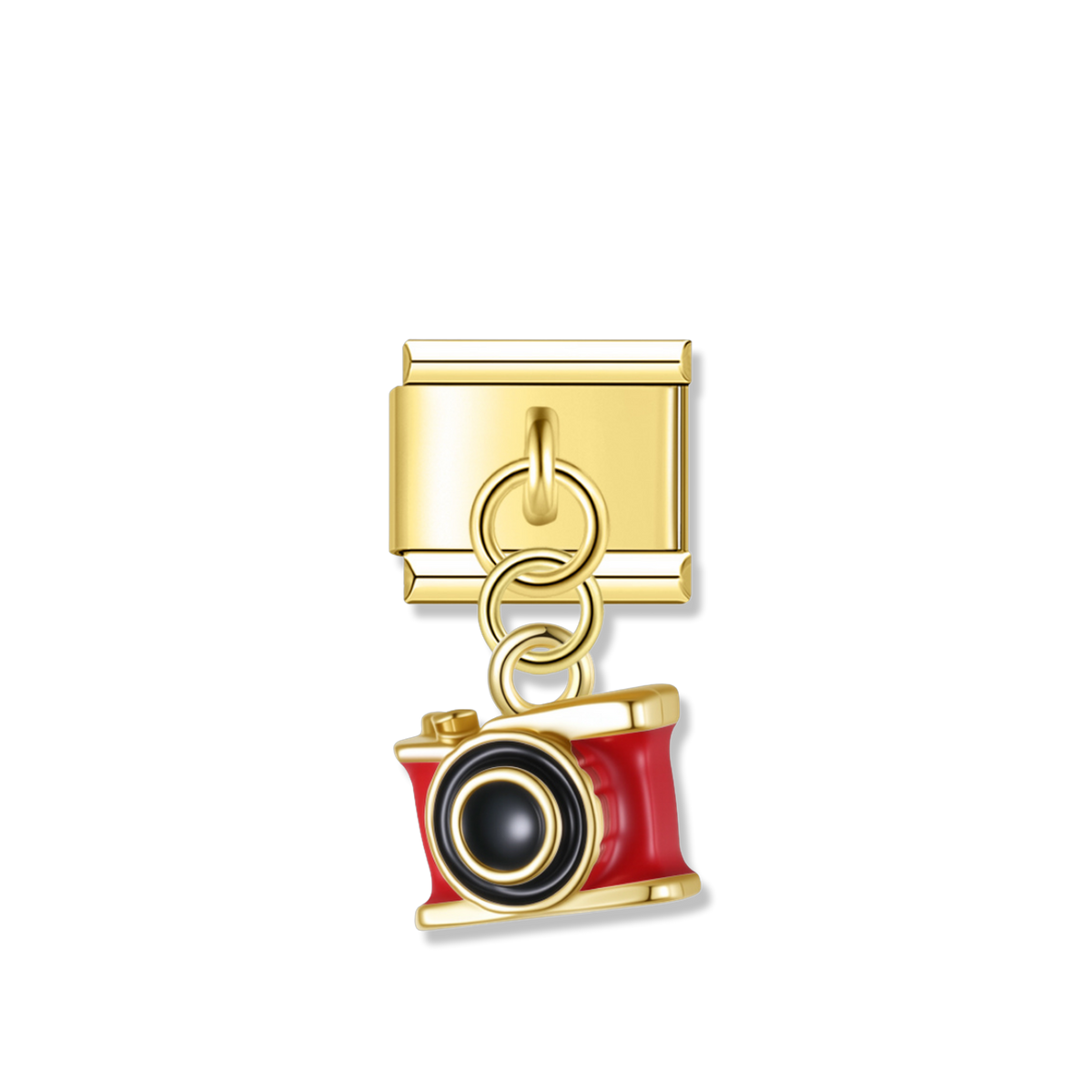 Red Vintage Camera - Gold Pendant Charm