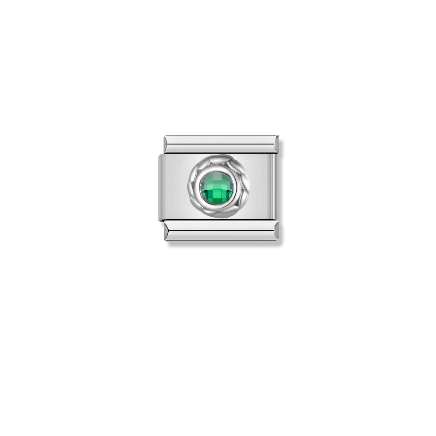 Green Crystal Swirl - Silver Charm