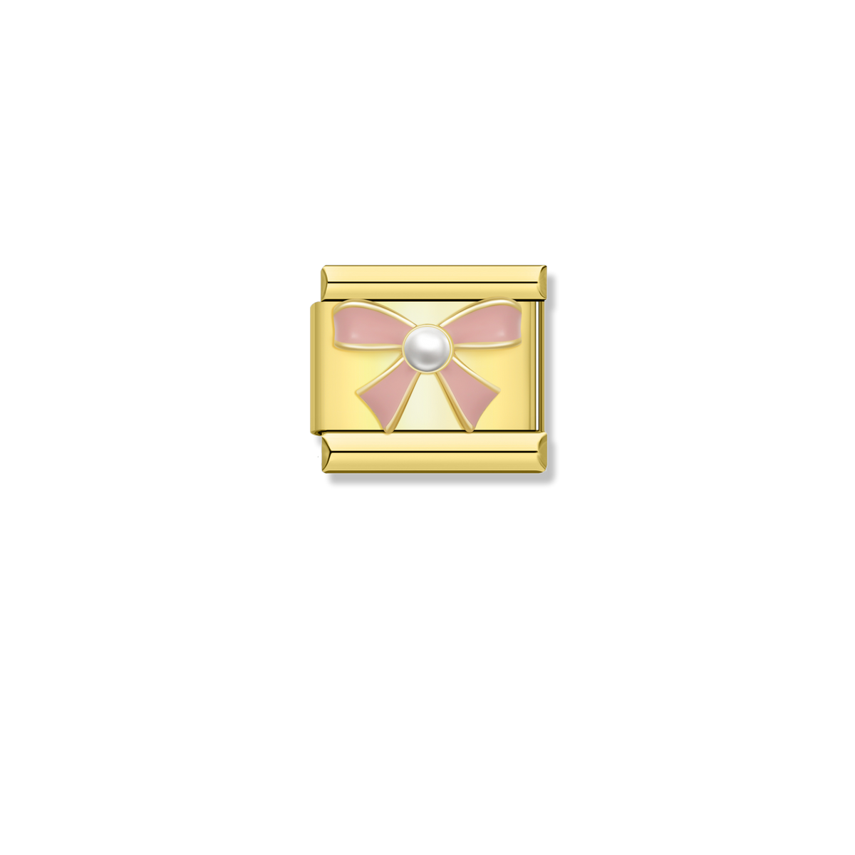 Pink Bow Pearl - Gold Charm