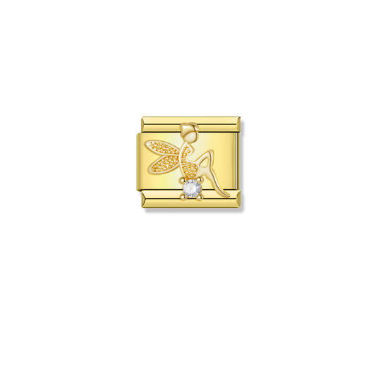 Golden Fairy with Crystal - Gold Charm