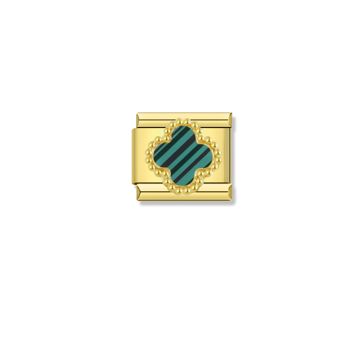 Malachite Lucky Clover - Gold Charm