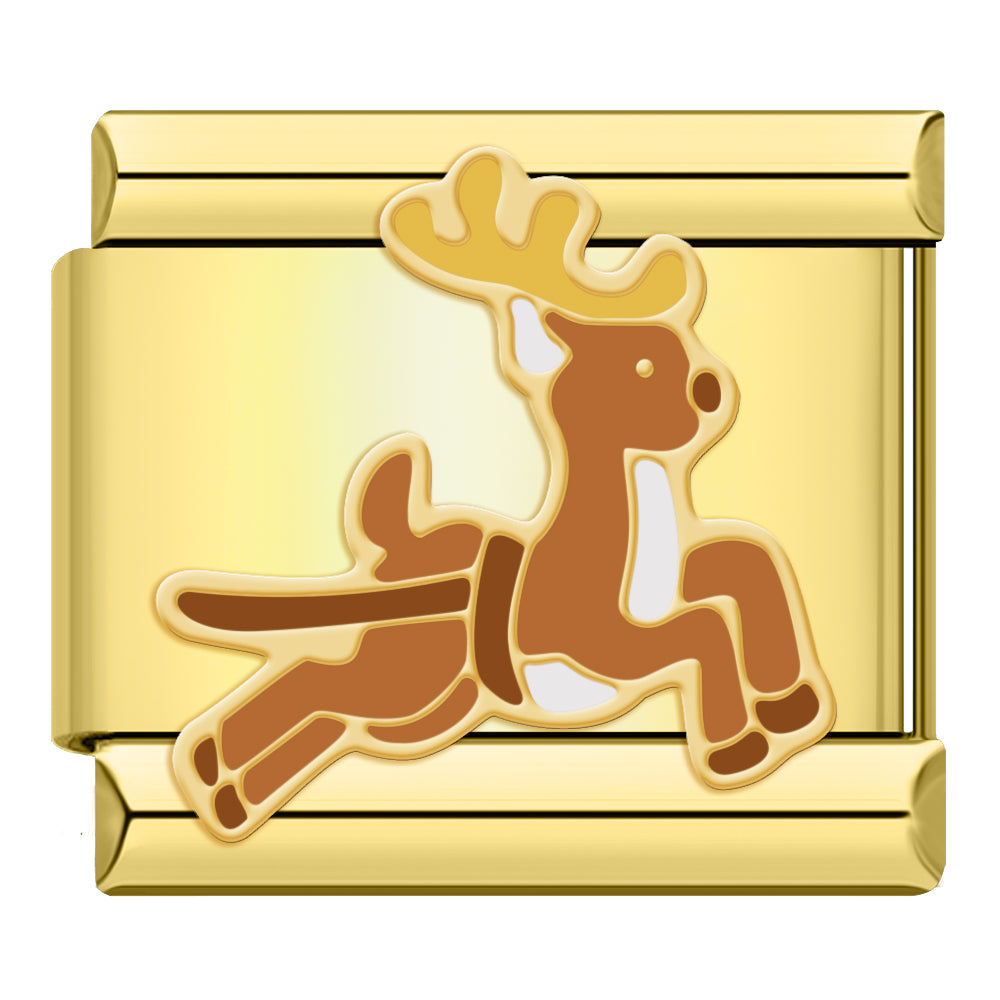 Reindeer Leap – Gold Charm - Charmris