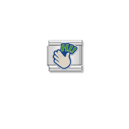 Hi Waving Hand - Silver Charm