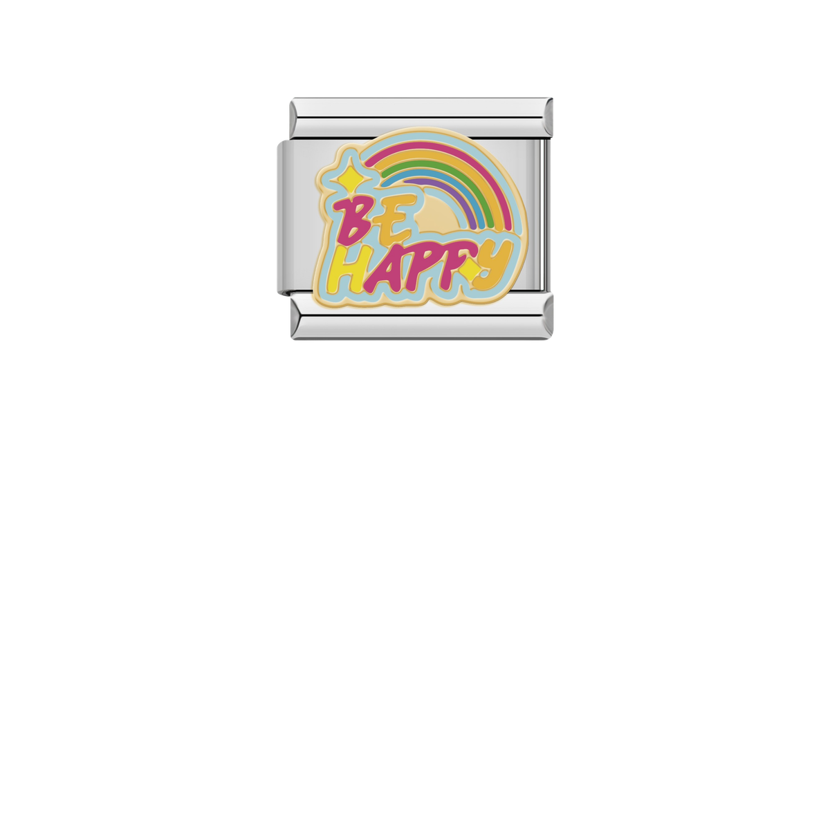 Be Happy Rainbow – silver Italian charm by Italycharm