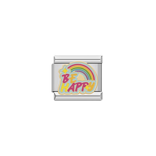 Be Happy Rainbow – silver Italian charm by Italycharm