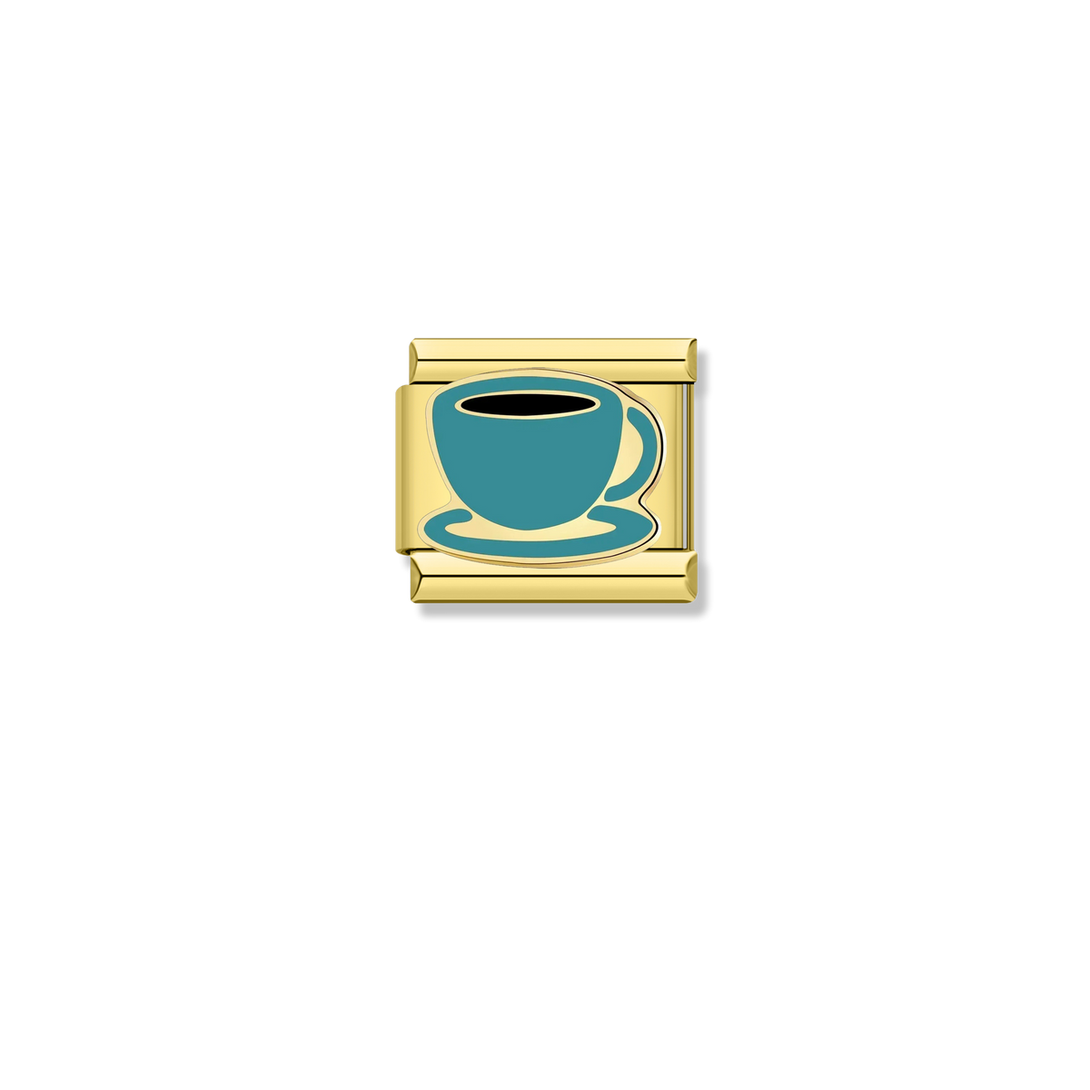 Teal Coffee Cup - Gold Charm