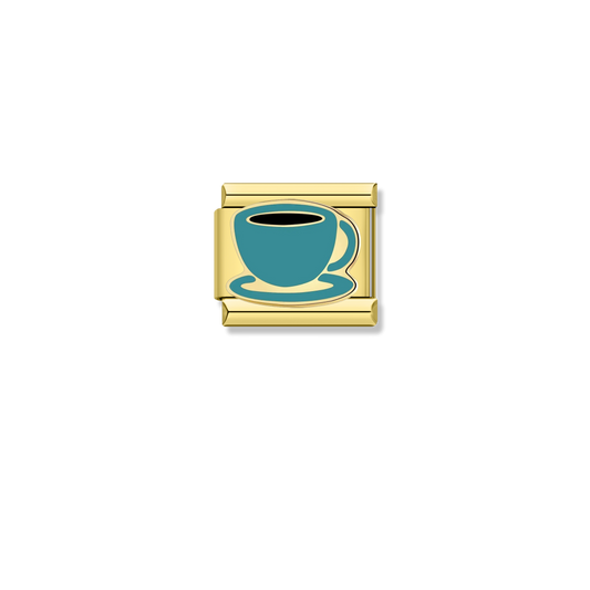 Teal Coffee Cup - Gold Charm