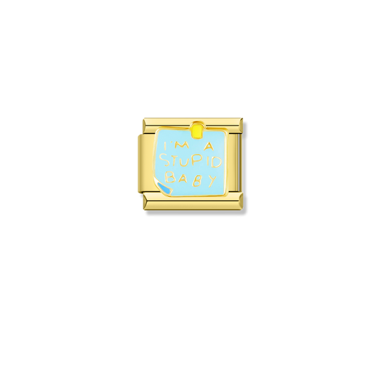 Stupid Baby Note - Gold Charm