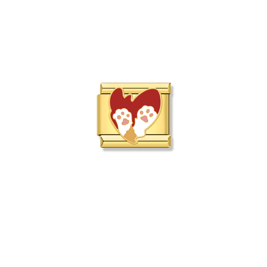 Cat Paws Heart - Gold Charm