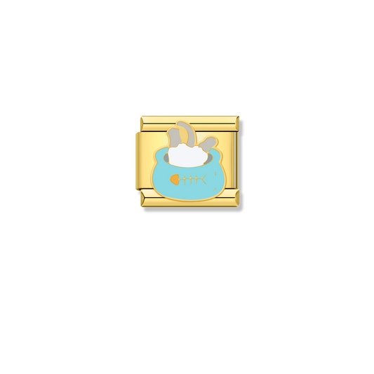 Cat In Fish Bowl - Gold Charm