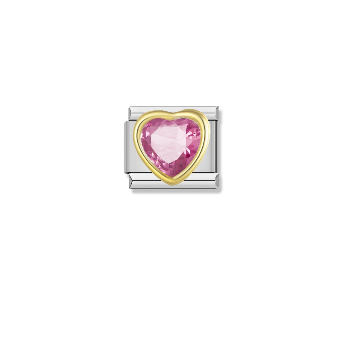Pink Heart Crystal - Silver Charm