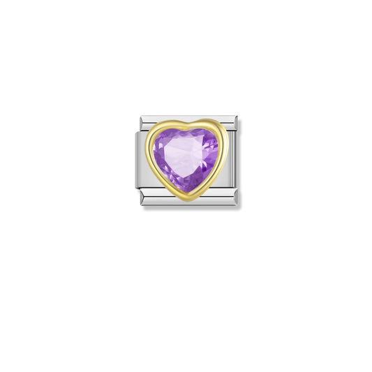 Purple Heart Crystal - Silver Charm