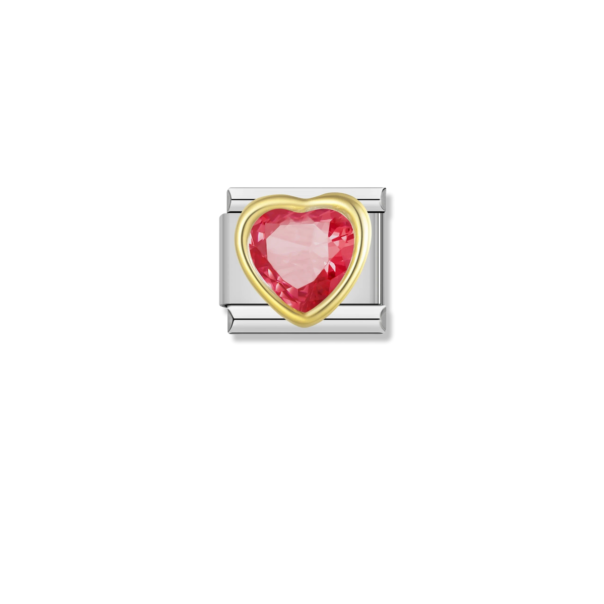 Coral Heart Crystal - Silver Charm