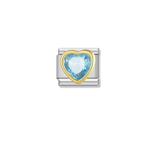 Aqua Heart Crystal - Silver Charm