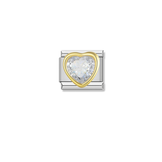 Clear Heart Crystal - Silver Charm