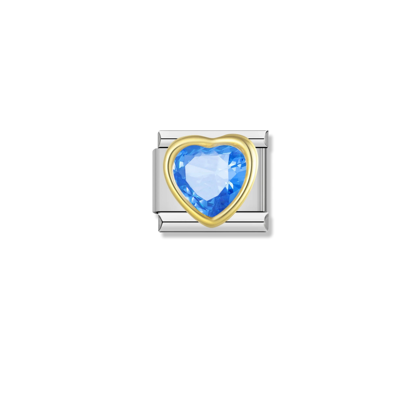 Blue Heart Crystal - Silver Charm