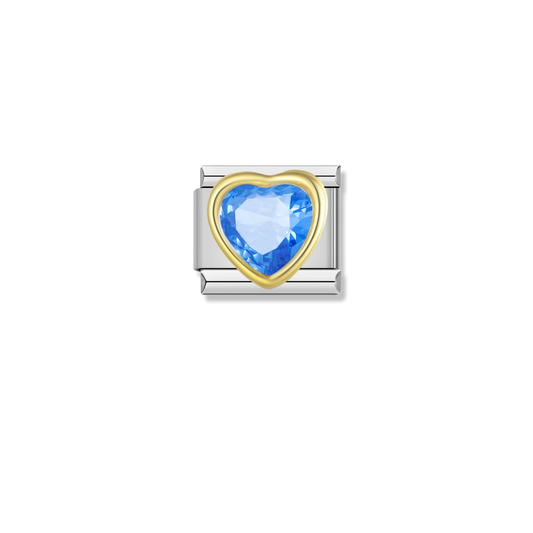 Blue Heart Crystal - Silver Charm