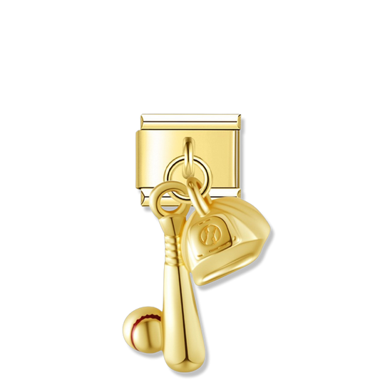 Baseball Bat Cap - Gold Pendant Charm