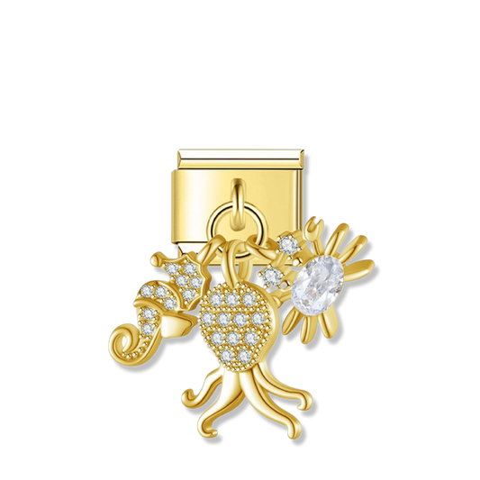 Ocean Sea Life - Gold Pendant Charm