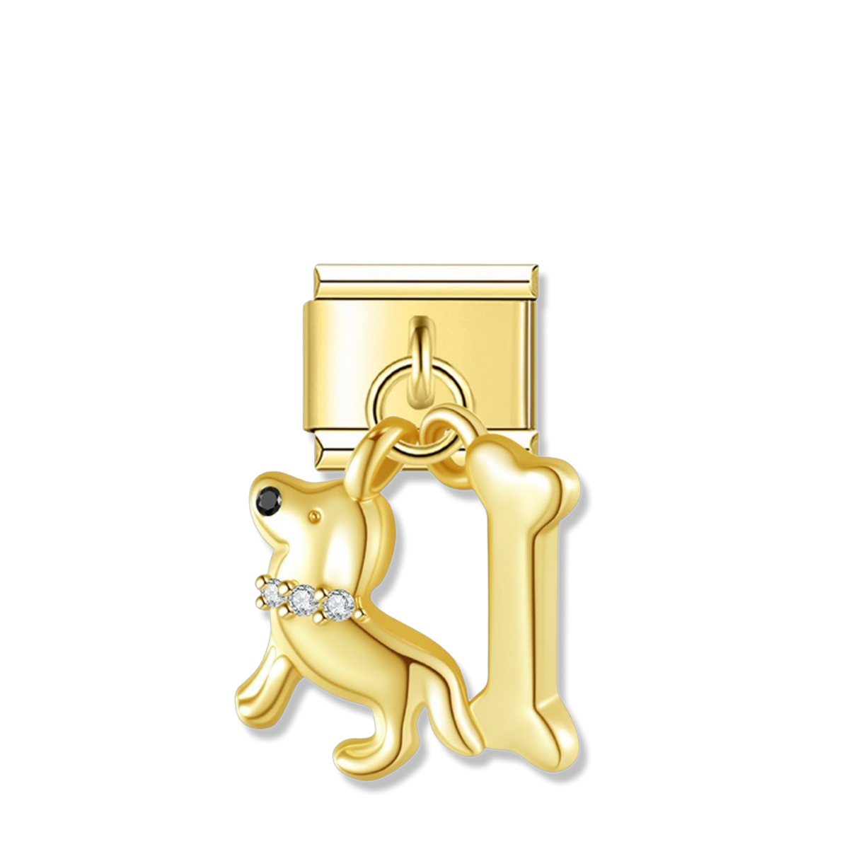 Puppy And Bone - Gold Pendant Charm