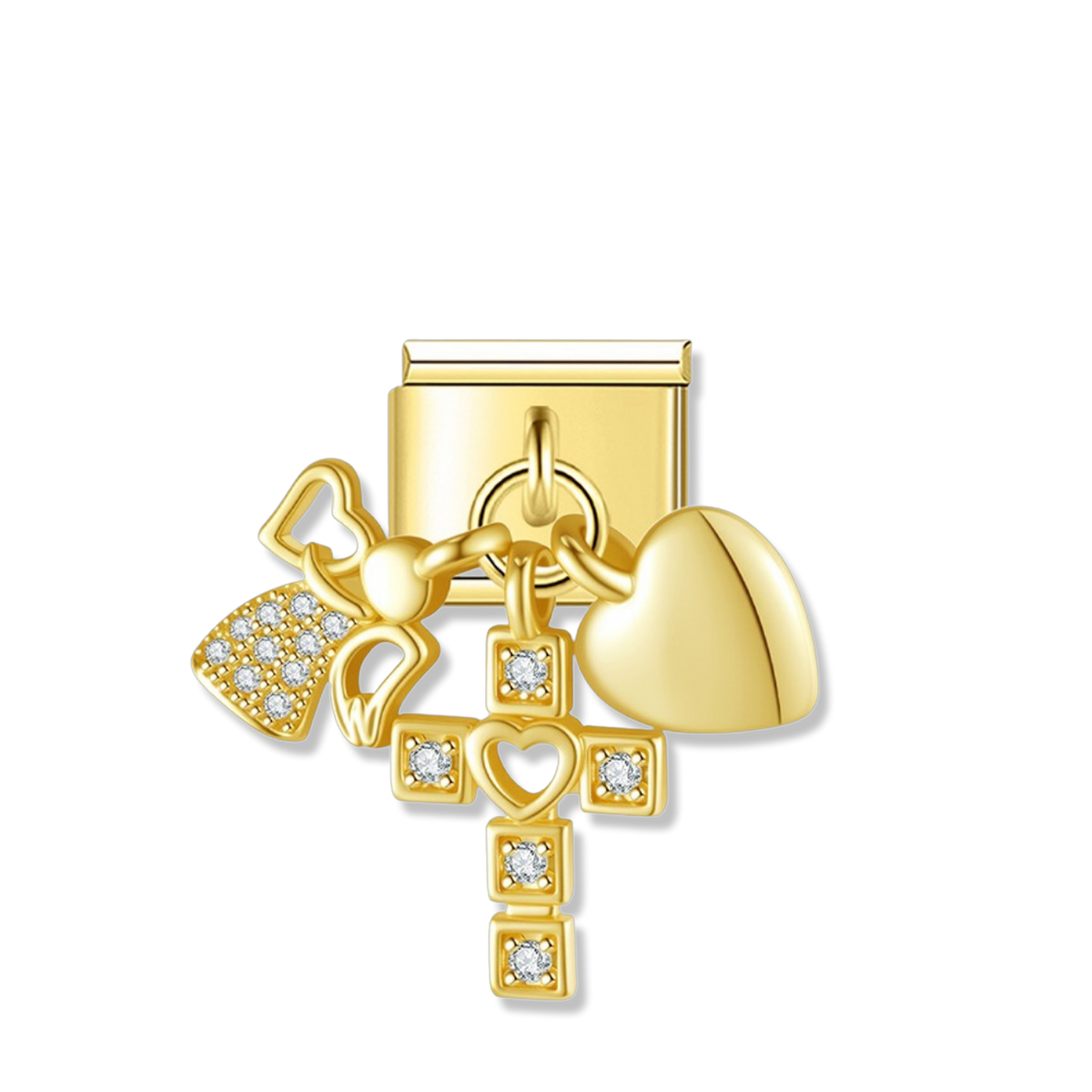 Faith Cross Heart - Gold Pendant Charm