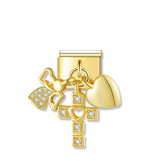 Faith Cross Heart - Gold Pendant Charm