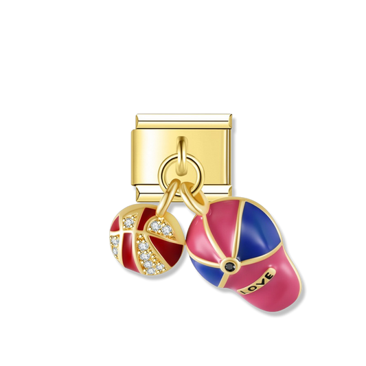 Sporty Cap & Ball - Gold Pendant Charm
