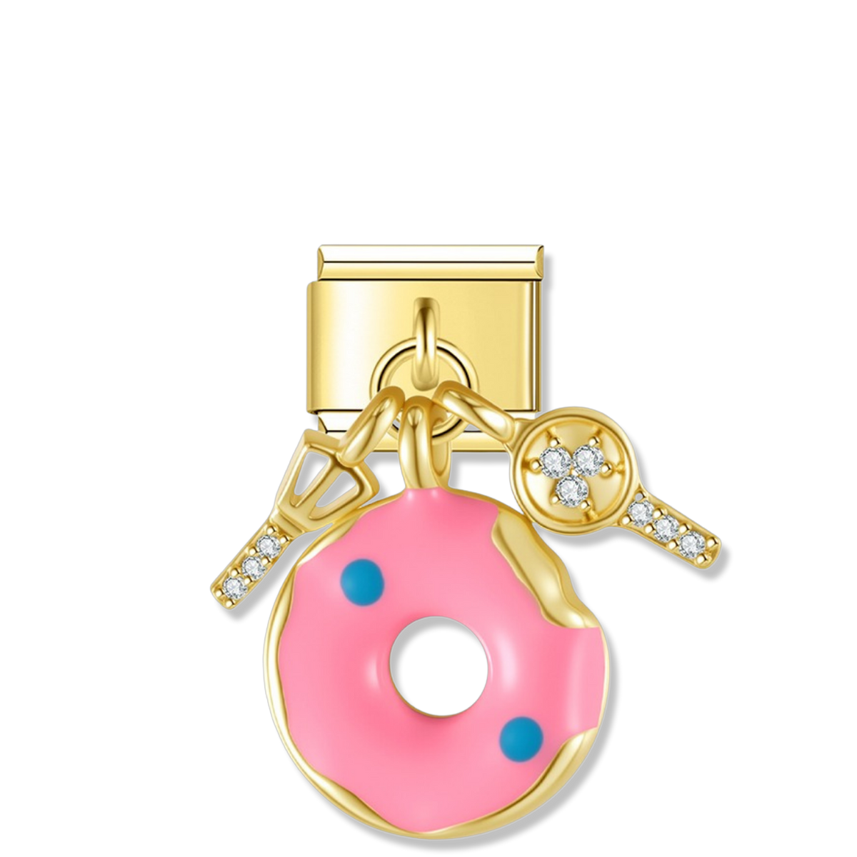 Sweet Donut Treat - Gold Pendant Charm