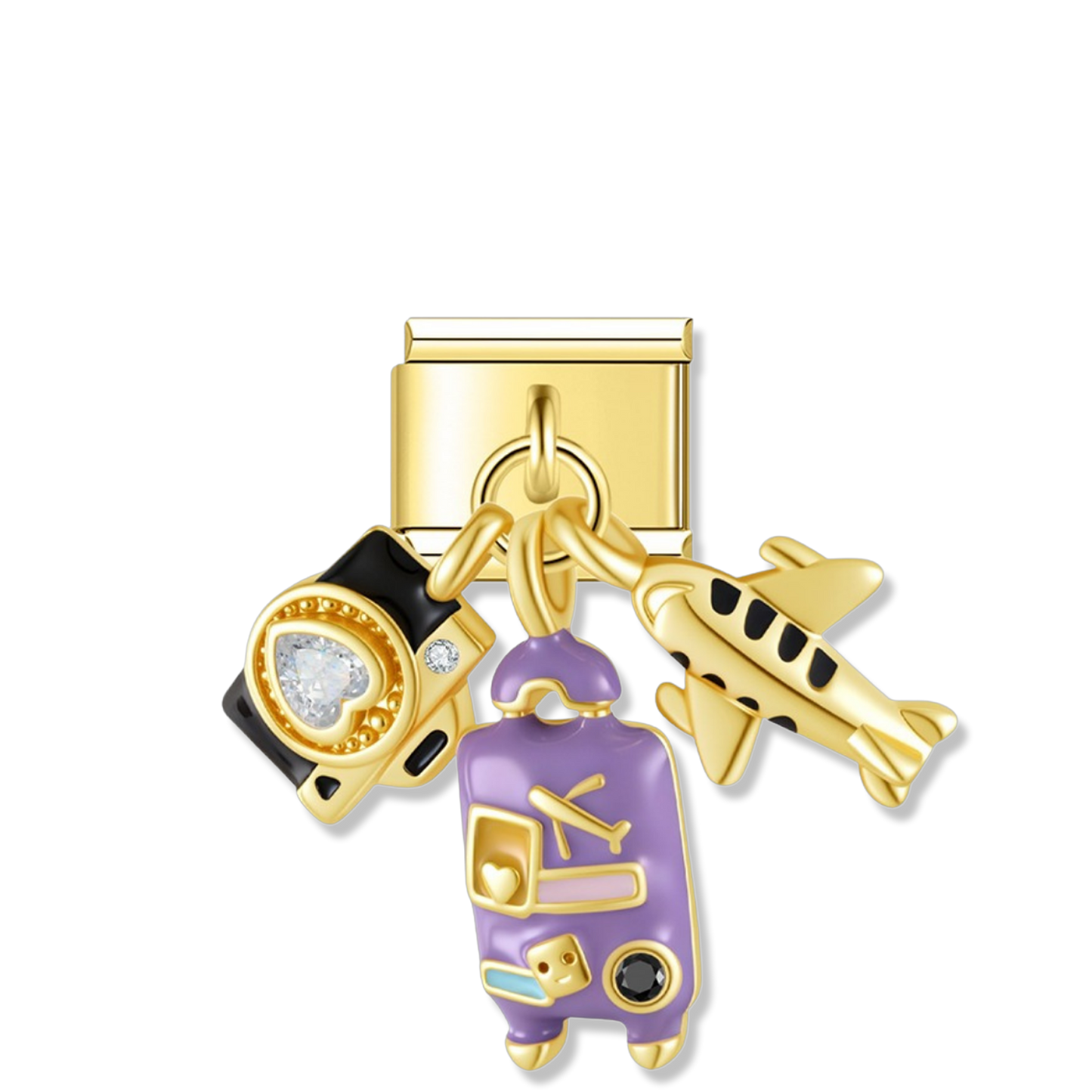 Travel Adventure Trio - Gold Pendant Charm