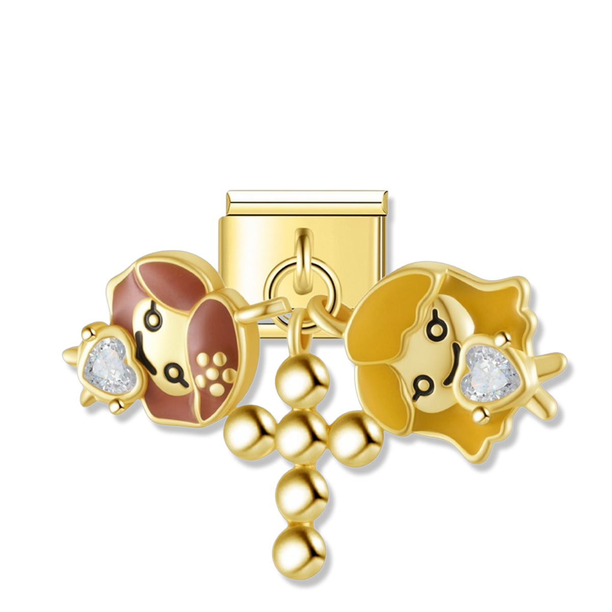 Puppy Love Cross - Gold Pendant Charm