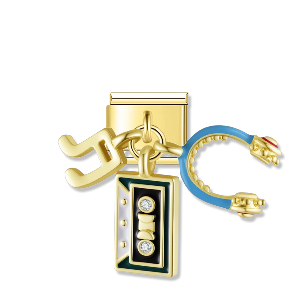 Retro Cassette Tape - Gold Pendant Charm